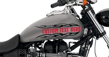 Image of Flaming Block Text Gas Tank Decals
