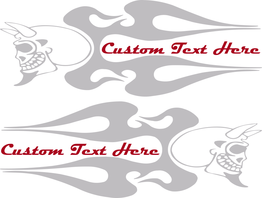 Motorcycle Flaming Skull FS4 Gas Tank Decals Design Image